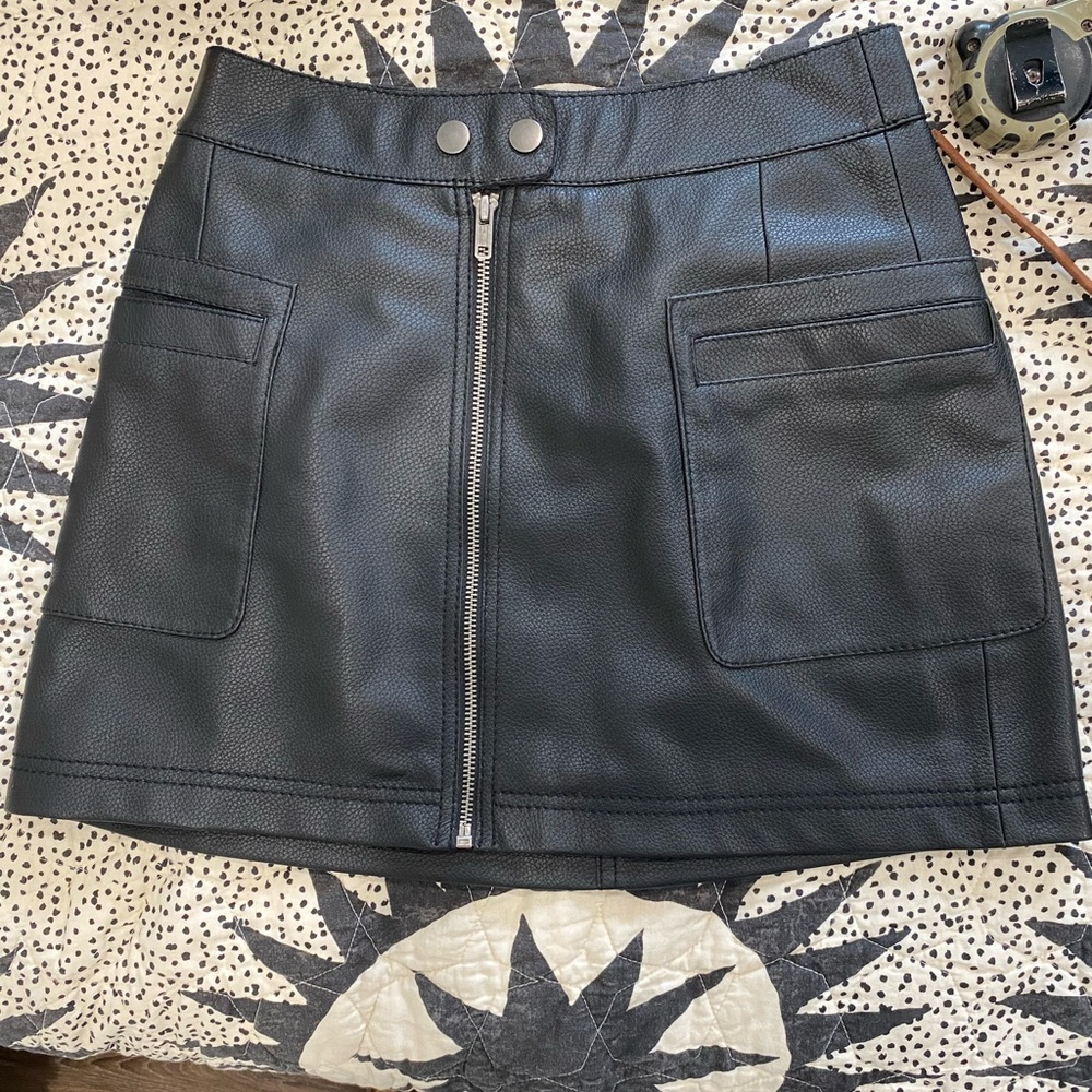 Free people Black faux Leather Mini Skirt
